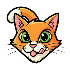 Cute Cat Illustration: A charming cartoon illustration of a ginger cat with big eyes and a playful expression, perfect for adding a touch of whimsy to any project.