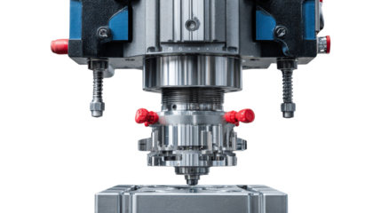 Milling machine vertical head background isolated on a Transparent background, PNG file.