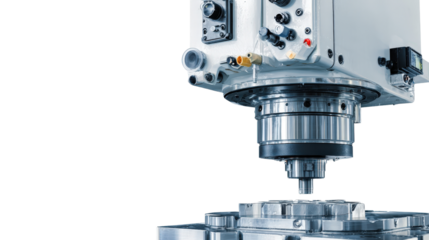 Milling machine vertical head background isolated on a Transparent background, PNG file.
