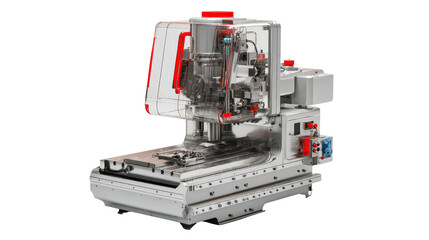 Fototapeta premium Milling machine with safety shield background isolated on a Transparent background, PNG file.