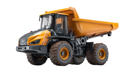 Mini earth moving truck for small sites background isolated on a Transparent background, PNG file.