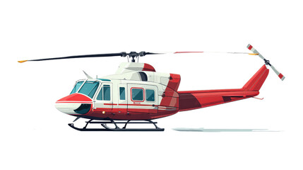 Minimalist flat vector illustration of helicopter background isolated on a Transparent background, PNG file.