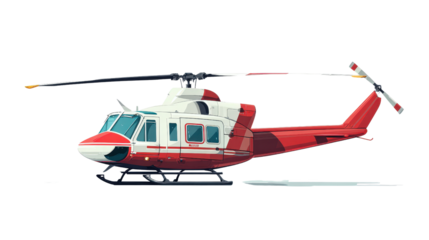 Minimalist flat vector illustration of helicopter background isolated on a Transparent background, PNG file.