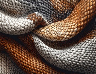 Abstract textile pattern with interwoven, textured snakeskin design