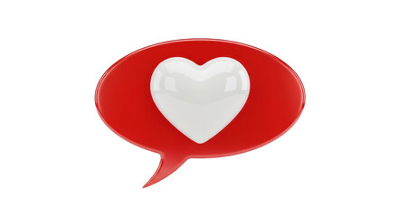 Isolated heart in speech bubble icon, red chat message with a love symbol, communication