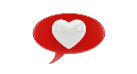 Isolated heart in speech bubble icon, red chat message with a love symbol, communication