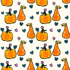 Pumpkin Seamless Pattern, Halloween Fall Digital Paper, Autumn Pumpkin Print, Thanksgiving Scrapbook Background