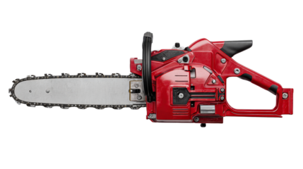 Modern electric saw with ergonomic design and safety features background isolated on a Transparent background, PNG file.