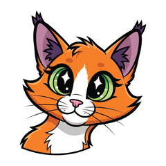 Cute cartoon lynx: A cute cartoon lynx with big eyes, depicting cuteness in a stylized illustration, a delightful image for children and those young at heart. 