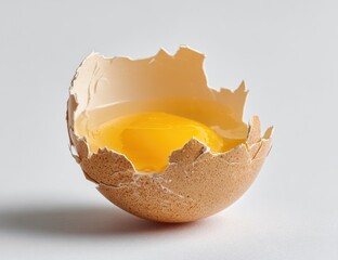 Cracked egg shell with yolk