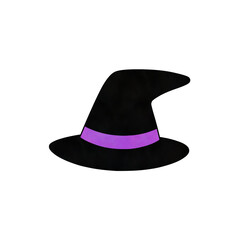 Halloween witch hat with purple ribbon hand-drawn illustration clip studio paint