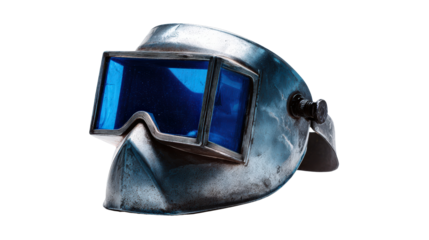 Modern welding mask with lightweight design background isolated on a Transparent background, PNG file.