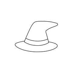 Black and white halloween witch hat outline clip studio paint hand-drawn illustration