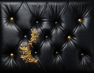 Black leather panel with gold accents