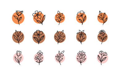 Abstract Circled Flower Line Art Graphic Pack