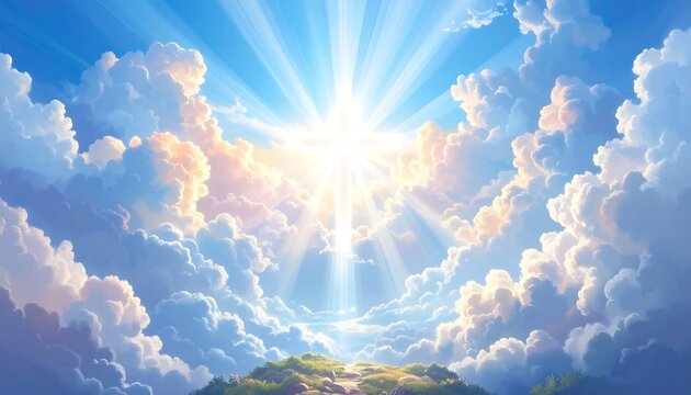 Heavenly cross in a radiant sky