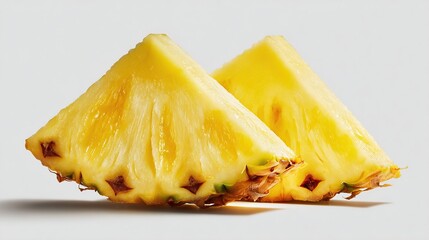 Two vibrant pineapple wedges, juicy, glistening