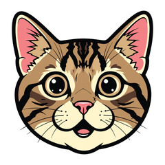 Playful Feline Face: An adorable cat face with large, expressive eyes that captures the essence of feline charm. Perfect for pet lovers and design enthusiasts.