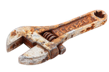 Rusty Adjustable Wrench Against Black Background