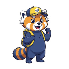 A happy, fun tiger cartoon character with a cute smile is waving