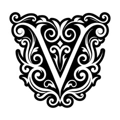 Creative v logo designed in glyph style