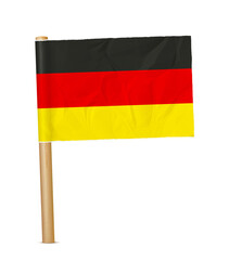 Germany paper flag with wooden pole realistic 3d illustration. Hand flag of Germany transparation png