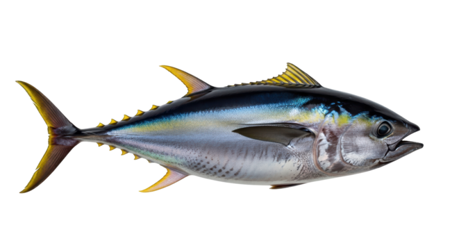 Isolated Yellowfin Tuna, seafood delicacy widely appreciated raw and cooked, healthy food