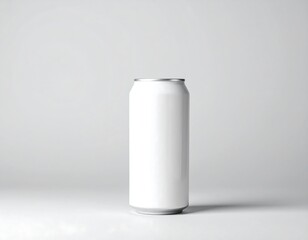 Blank white aluminum can on a plain background