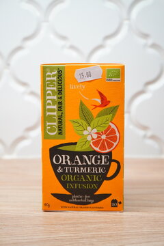 Clipper Organic Orange and Turmeric Tea Box for Natural and Fair Drink
