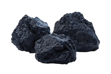Three Dark Grey Glittery Rocks on Transparent Background