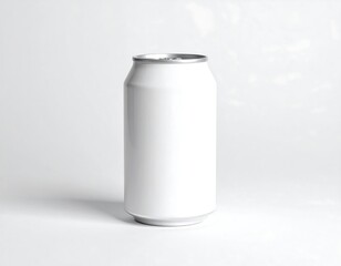 Blank white soda can on plain background