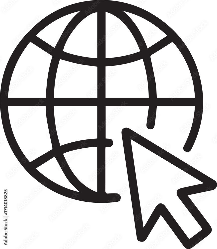 Poster globe with cursor icon world internet