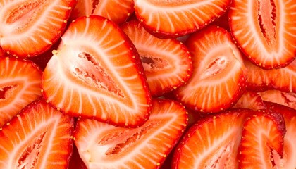 Close-up of sliced strawberries