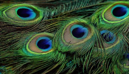 Fototapeta premium Close-up of vibrant peacock feathers