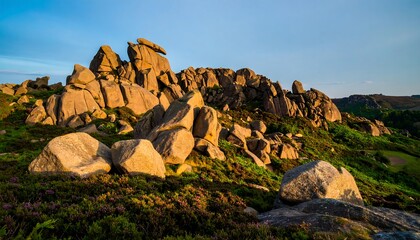 Rugged granite peaks bathed in golden light