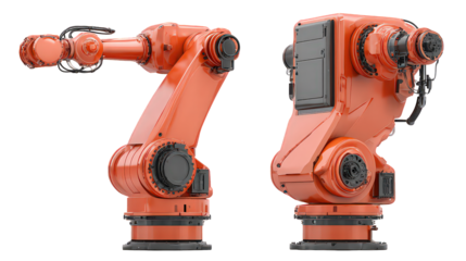 Industrial Robotic Arms In Orange