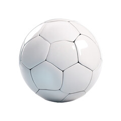 A pristine white soccer ball, gleaming with a polished, almost reflective surface, against a stark black background.  Its classic pentagonal and hexagonal panel design is clearly visible