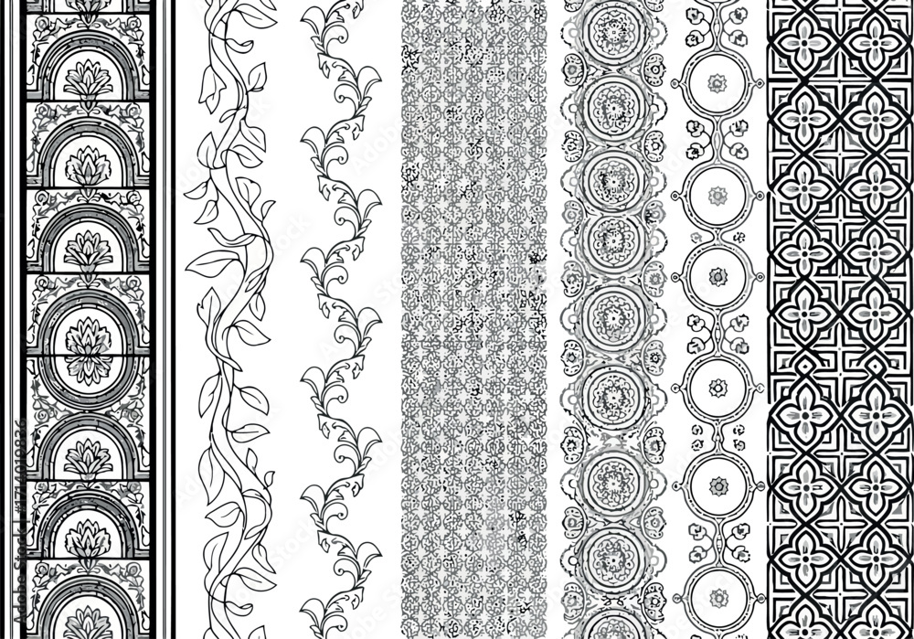 Poster Vector art of collection of ornamental borders and patterns