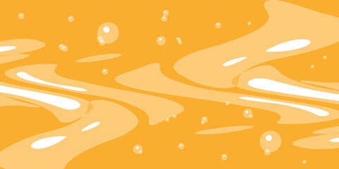 Abstract vibrant bubbly orange liquid. It features wavy, flowing pattern with lighter, white highlights that create sense of movement. Small round bubbles are scattered throughout image