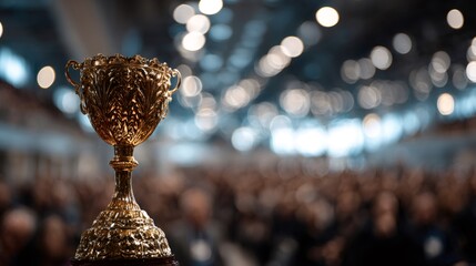 Golden trophy symbolizing success at award ceremony