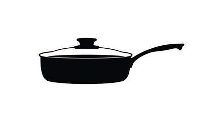 Simple black silhouette of a saucepan with a glass lid isolated