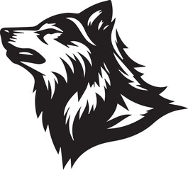 Howling Wolf Vector Silhouette - Wild Animal Logo Illustration