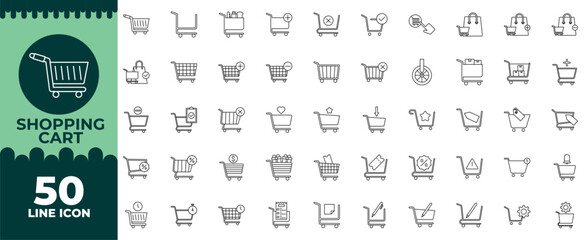 Collection of Shopping Cart Line Icon Set