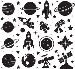 Space & Astronomy Black Silhouette Collection