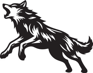 Howling Wolf Vector Silhouette - Wild Animal Logo Illustration