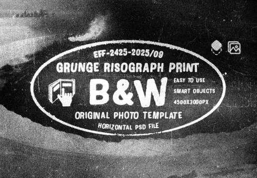 Grunge Riso Photo Effect Mockup
