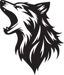 Howling Wolf Vector Silhouette - Wild Animal Logo Illustration