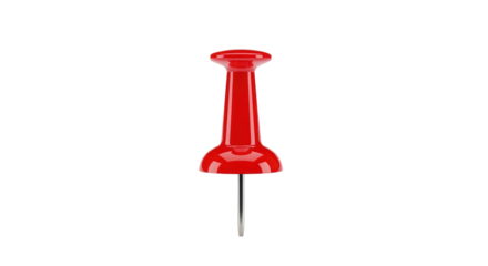 Isolated Red Thumbtack, Office Stationery, Pin, Bulletin Board Tool, Noticeboard Holder, Pointed End