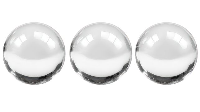 Three Shiny Spheres on Transparent Background
