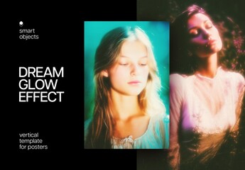 Dreamy Glow Poster Photo Effect Mockup